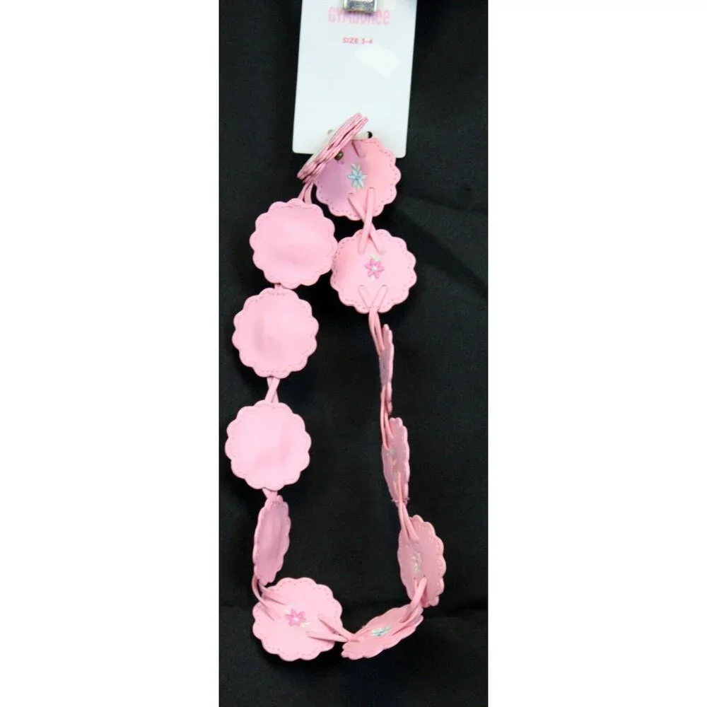 2006 Gymboree Park City Luxe Pink Concho Belt sz 3-4 NWT Flower Faux Leather